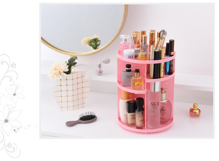7 Adjustable 360 Rotating Make Up Cosmetic Jewelry Organize Storage Box Space Saving. 