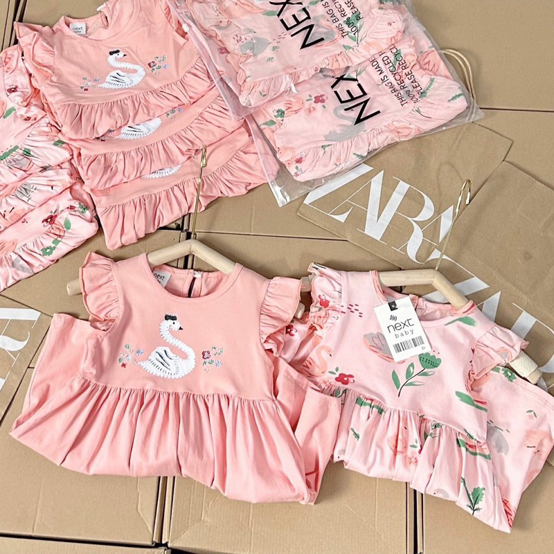SET 2 VÁY HỒNG HẠC SIÊU XINH CHO BÉ