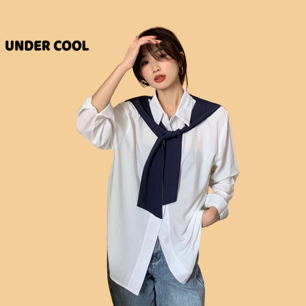 Áo Sơ Mi Phối Khăn Buộc UNDERCOOL Phong Cách Hàn Quốc 4 Màu