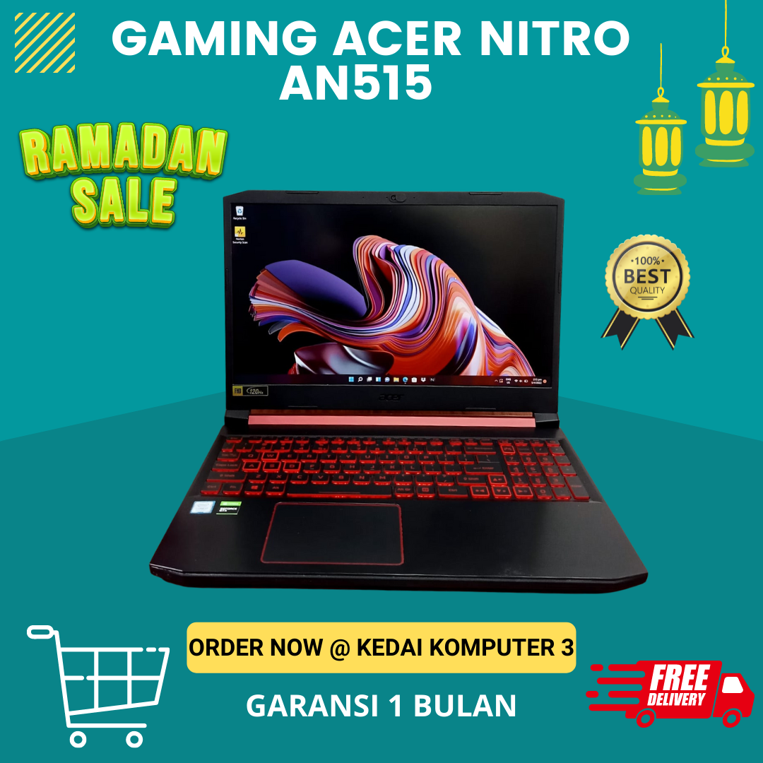 Laptop Gaming Acer Nitro An515 54 Ram 16 Gb Core I7 Gen9 Bergaransi