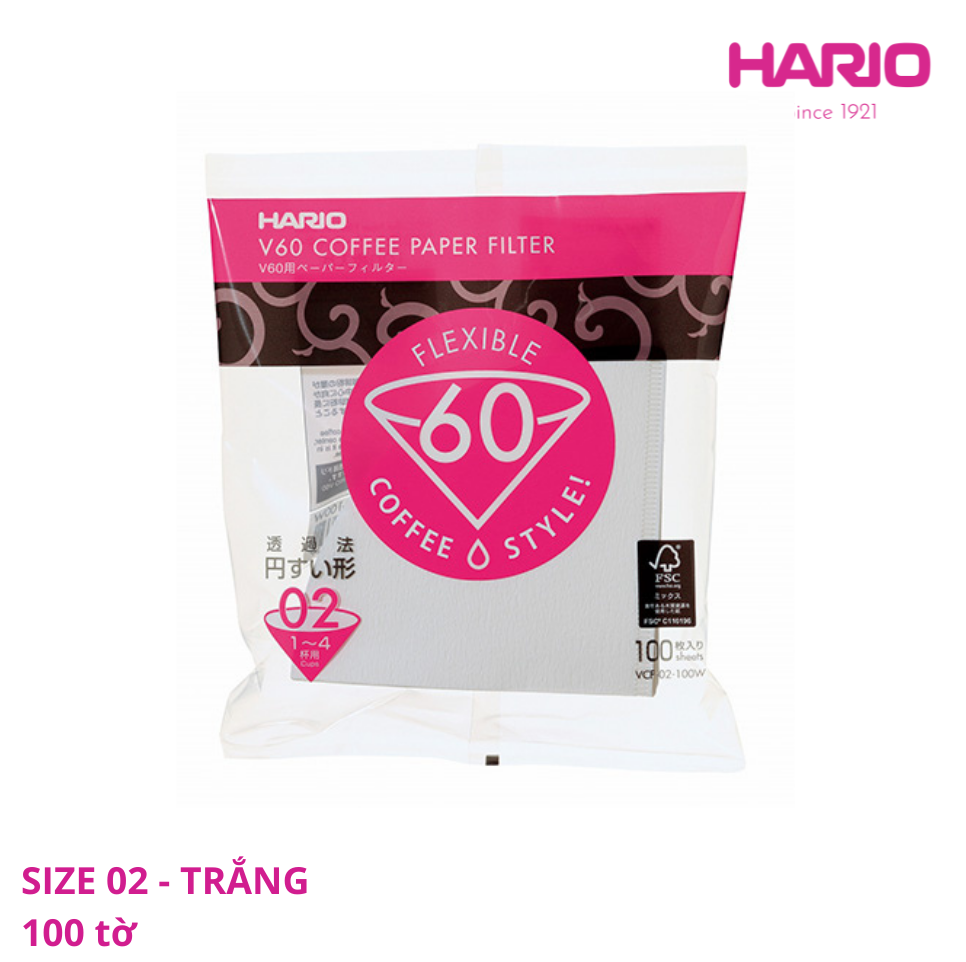 Giấy lọc cà phê Hario V60 màu trắng