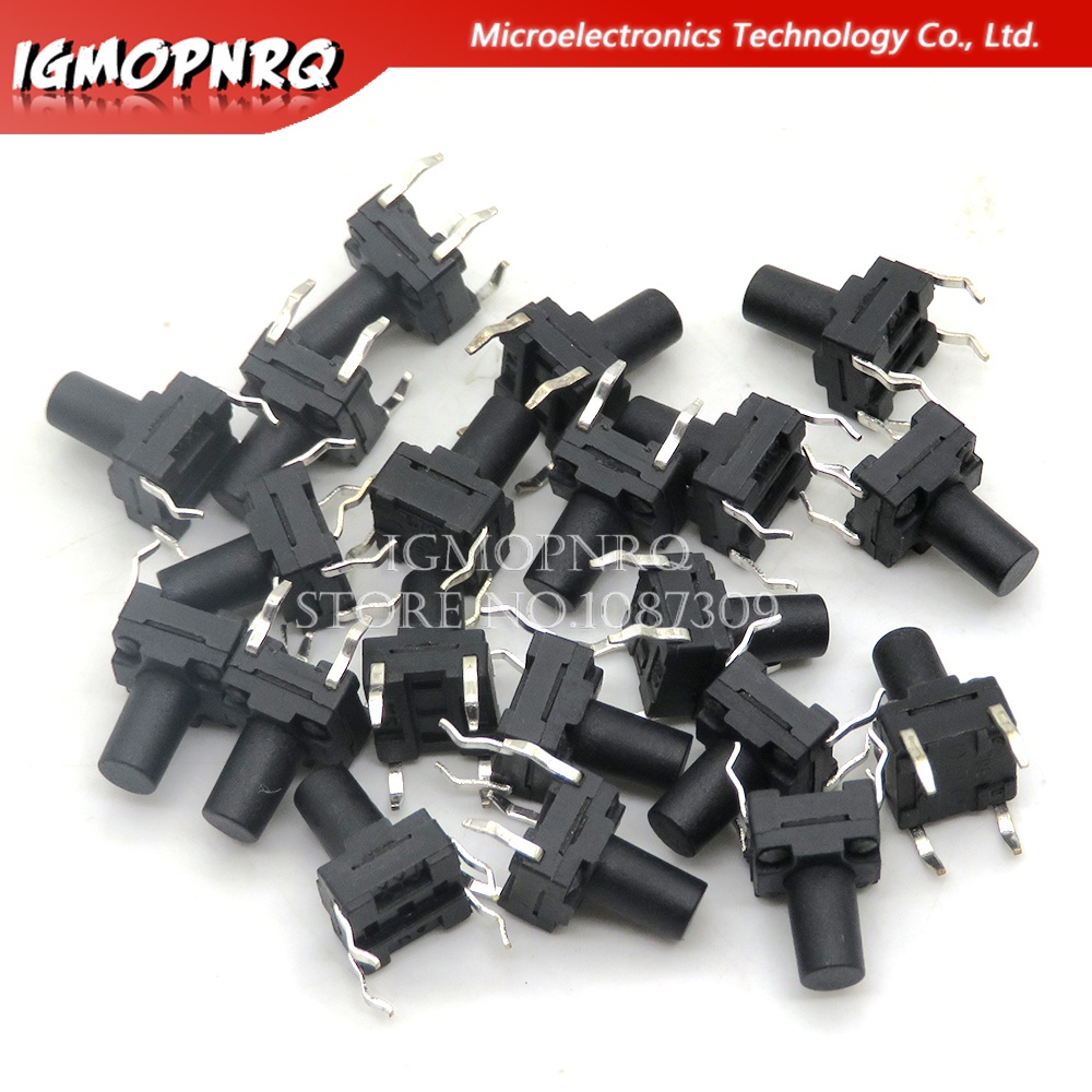 20pcs 6x6 pcb tactile mini push button switch smd dip 4pin micro switch 64.3/5/6/7/8 mm 6x6*4.3mm 5mm 6mm 7mm 8mm waterproof integrated circuit