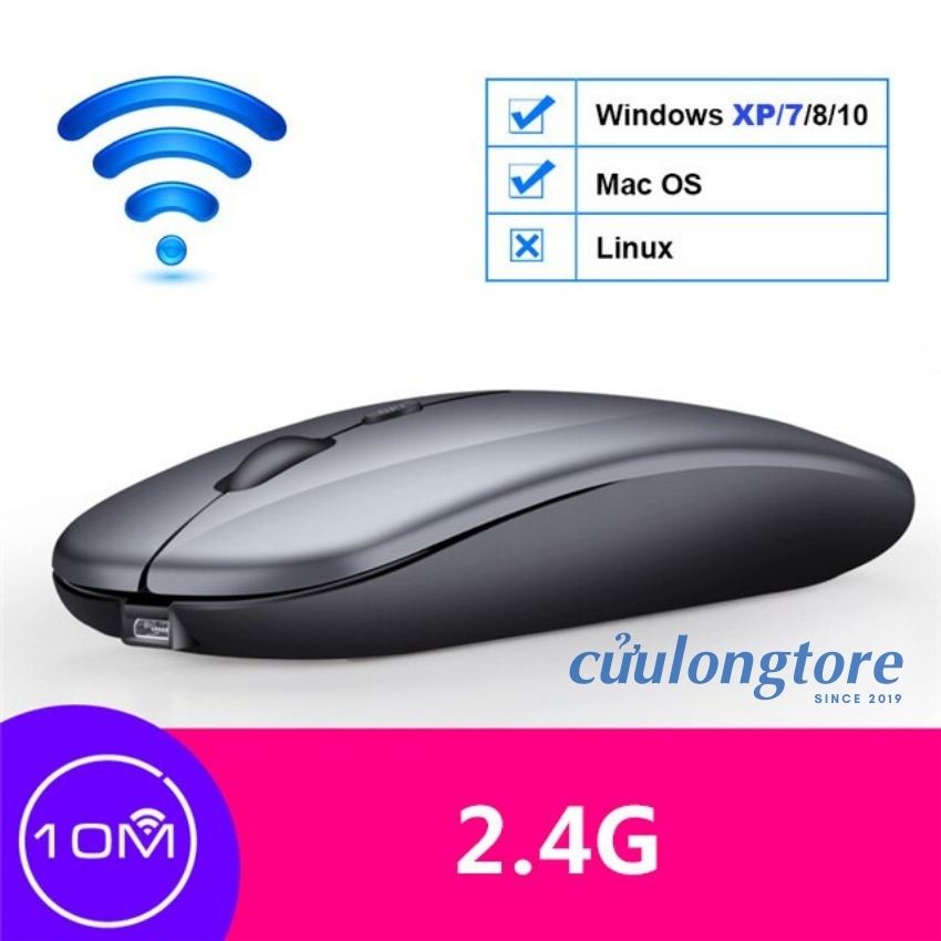 Chuột Không Dây Bluetooth 5.0 wireless 2.4G sạc pin im lặng mute click kết nối máy tính điện thoại Android iP ios chuột ko dây văn phòng