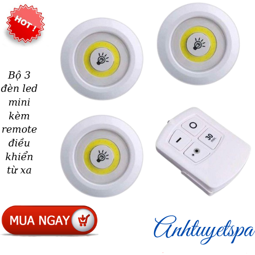Bộ 3 đèn led mini + remote điều khiển từ xa , có chức năng hẹn giờ