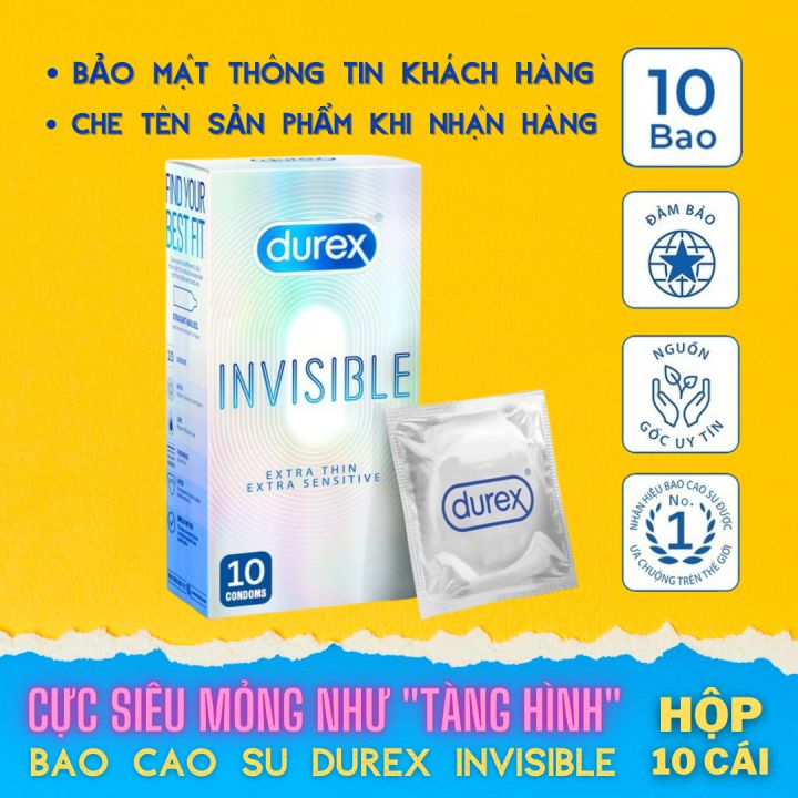 Bao cao su siêu mỏng Durex Invisible Extra Thin Extra Sensitive 1 Hộp 10 Bao
