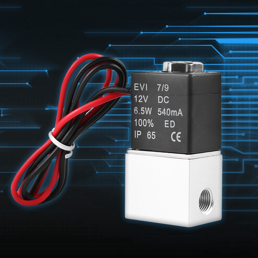 Van điện từ khí nén 12V DC 1/8 2 chiều Thường đóng Bằng khí nén Nhôm điện từ Van khí Khí lỏng Bộ điều khiển nước cho hệ thống khí nén