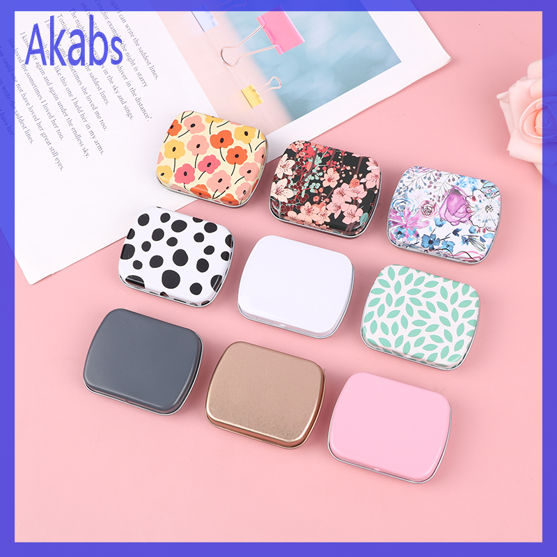 Akabs Small Empty Metal Tin Flip Storage Pill Box Case Organizer For Candy Key