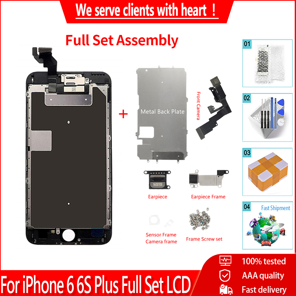 The full screen for iphone 6 6s 6 plus 6s plus lcd was replaced by iphone 7 7 plus 8 plus home lcd + camera front + speaker.