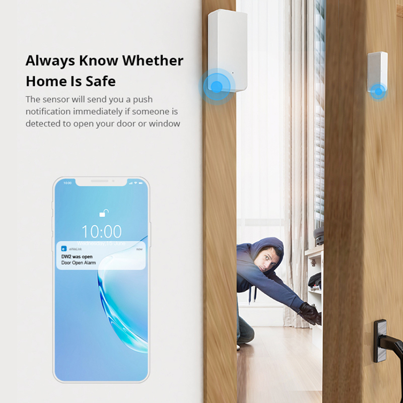 SONOFF Cảm Biến Cửa WiFi DW2 SONOFF DW2-Cảm Biến Cửa/Cửa Sổ Không Dây WiFi Tương Thích Với Cảm Biến Cửa Và Cửa Sổ Không Dây EWeLink SONOFF DW2