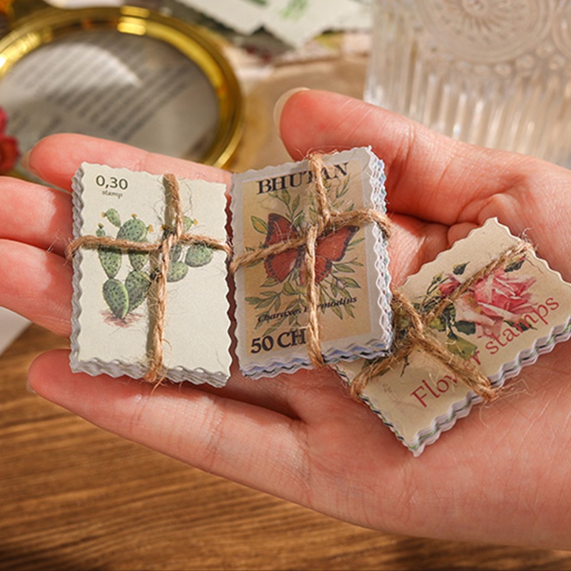 48 Pcs Retro Stamp Style Decals Pack Student Journal Deco DIY Stamp Stickers