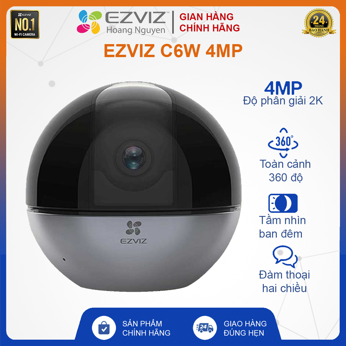 Camera IP WIFI EZVIZ C6W 4MPQuay Quét - Độ Phân Giải 2K thumbnail