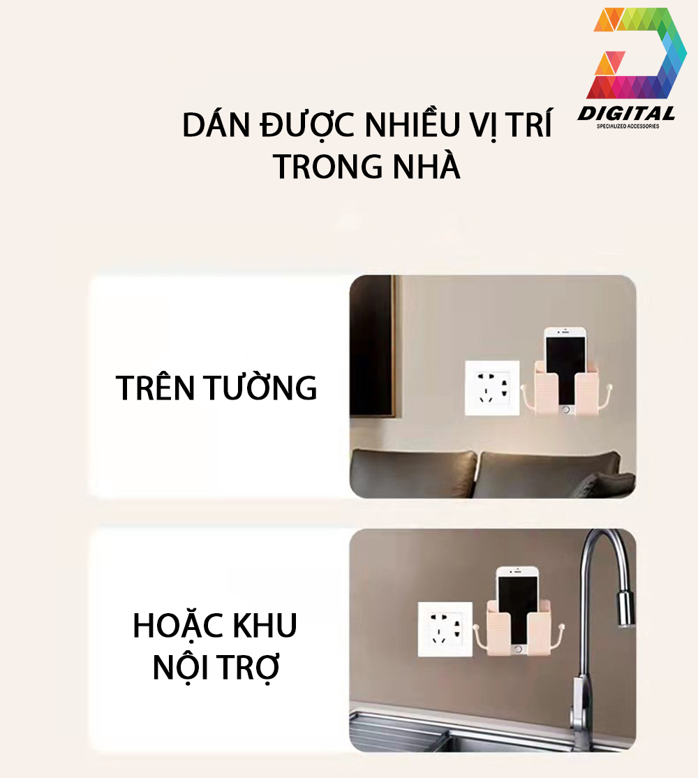 Wall Mount Phone Holder With Accessories Hangers