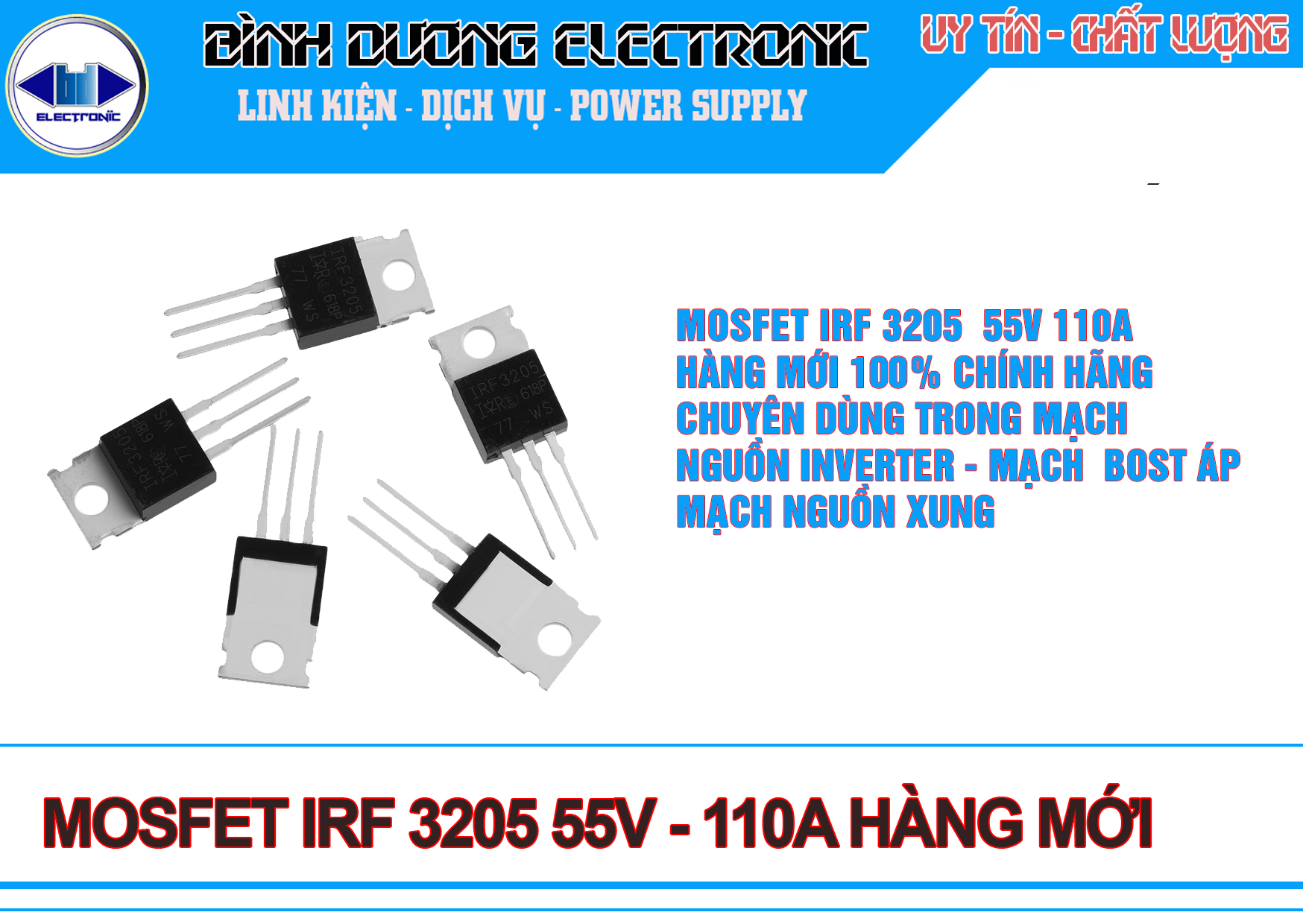 2 chiếc mosfet IRF 3205 MỚI 100% HÀNG HÃNG CHẤT LƯỢNG CAO