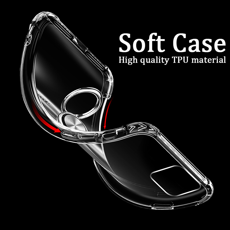 For Xiaomi Poco M6 Case Soft Clear Transparent Protector Shockproof Car Adsorb Holder Ring For Xiaomi Poco M6 4G Back Cover Phone Cases.