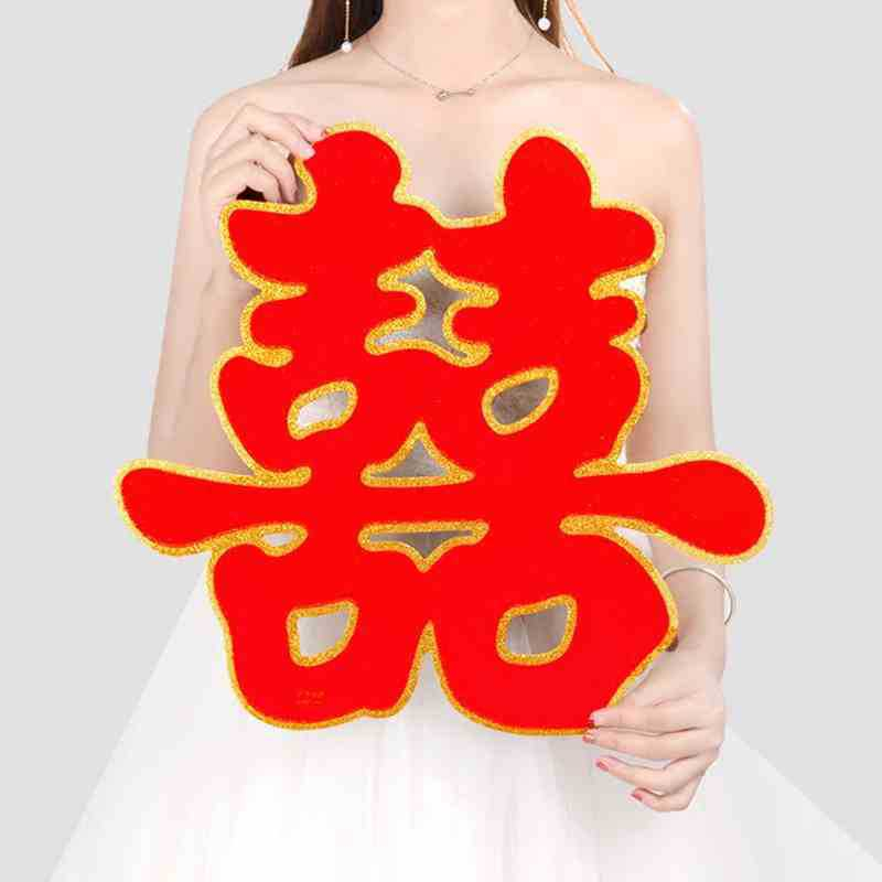 1 chữ hỷ nhũ hoặc 1 hỷ tim nhũ trang trí tráp nhiều kích cỡ - chữ hỷ siêu to