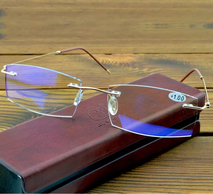 Titanium Frame Ultra Light Memory Gold Frame Coating Lenses Men Women Rimless Reading Glasses 0.75 1 1.5 1.75 2 2.25 To 4