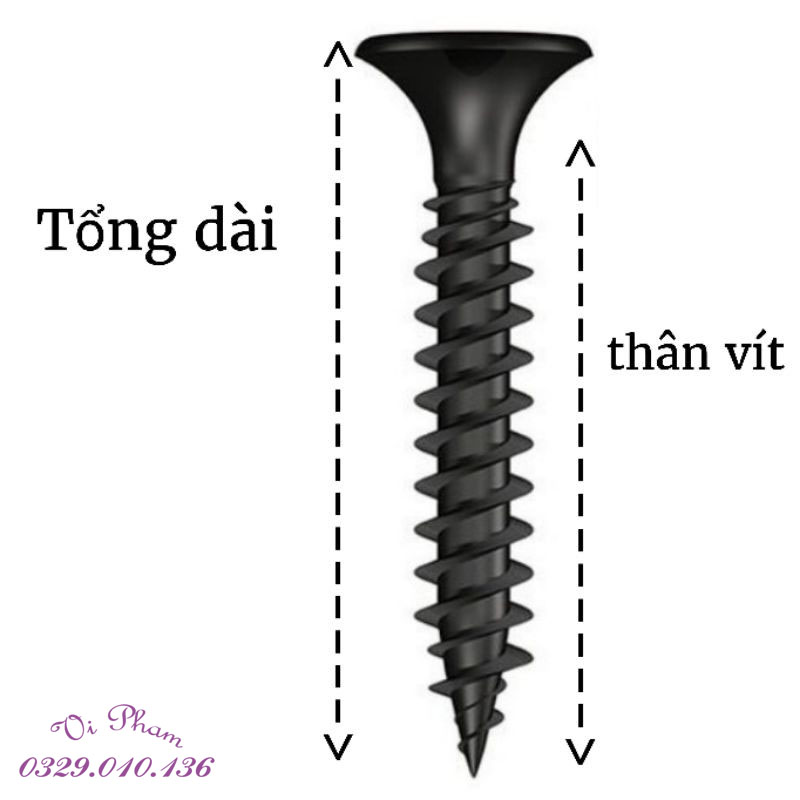 [Bịch 100g] Đinh vít đen dài 5cm bắn(bắt) thạch cao, đinh vít gỗ