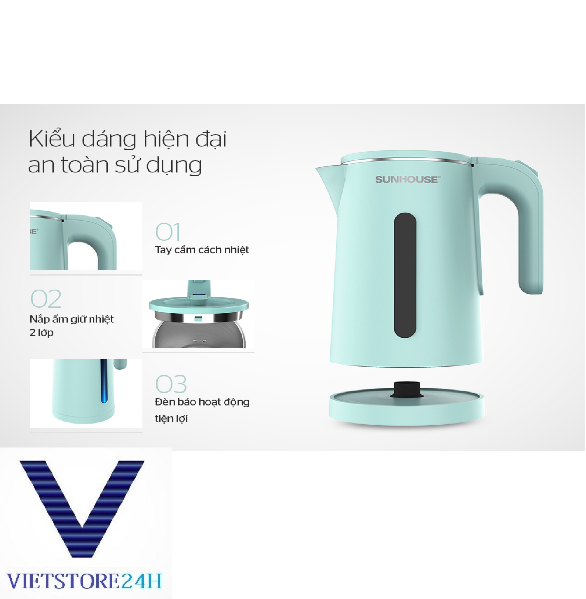Bình đun siêu tốc SUNHOUSE 1351 1.8L cao cấp