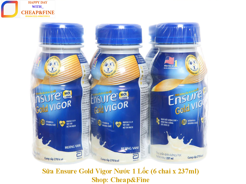 Sữa Ensure Gold Vigor Nước 1 Lốc (6 chai x 237ml)