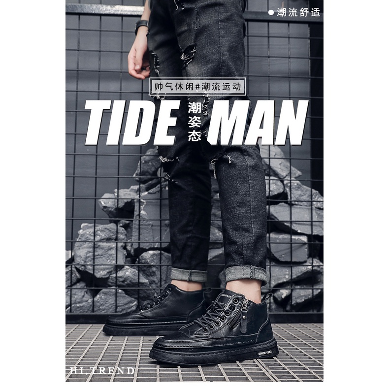 Giày boot namGiày Bốt Martin Da Có Khóa Kéo RKC343