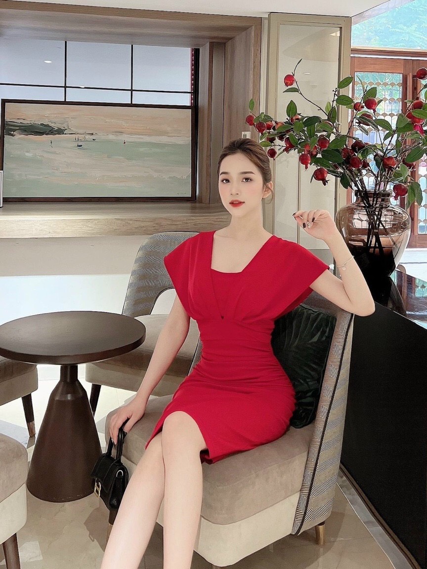 Đầm nữ body có mút ngực kiểu đầm dự tiệc sang trọng thanh lịch ba màu đầm trắng, đỏ, đen thời trang thiết kế LANCHI