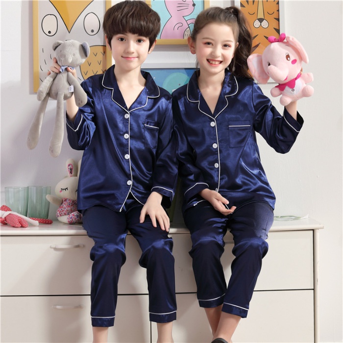 Bộ Pizama Lụa Satin Trơn Cho Bé ( 8 - 30kg ) - MonMonKid