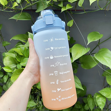 Bình Đựng Nước Cao Cấp 2L Siêu Dễ Thương Có Vạch Báo Giờ Uống Nước, Có Quai Chắc Chắn, Bền Đẹp
