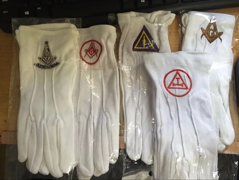 【2025 NEW】 Masonic Gloves Mason Customized Made Embroidery Gloves N5 ...