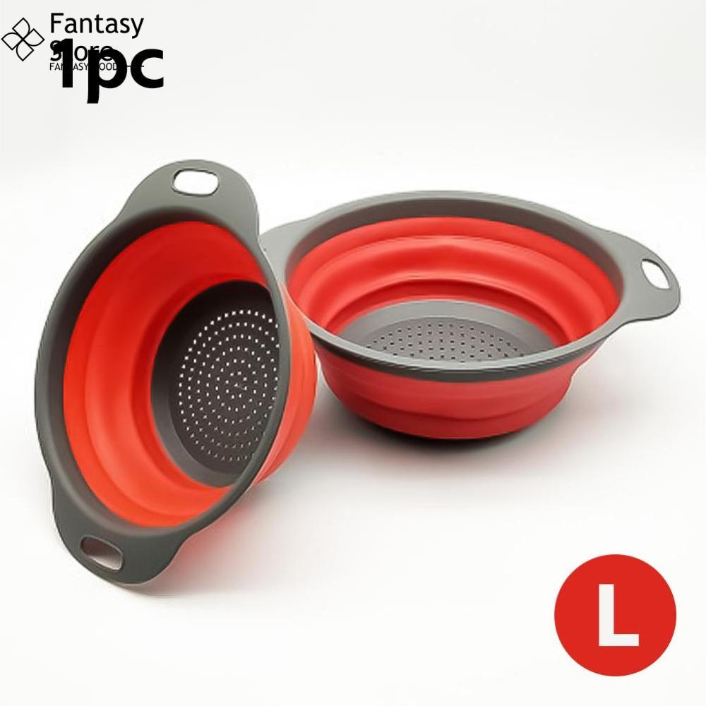 FG Collapsible Colander Silicone Folding Drain Basket Fruit Vegetable Washing Basket Foldable Strainer Kitchen Storage Tool