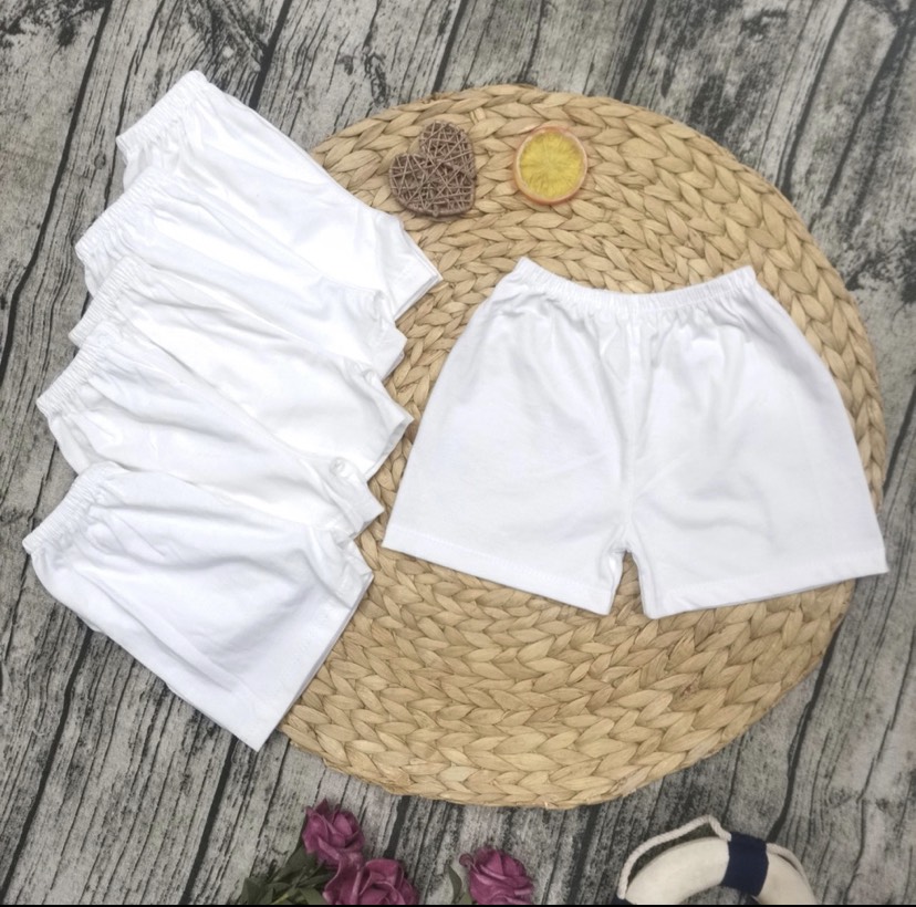 Set 5 Quần ngắn trắng cho bé sơ sinh Bossini