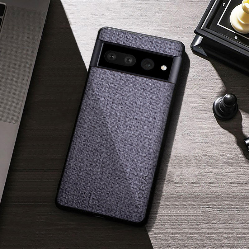 lthmy for Google Pixel 6A Case Textile Texture Leather Skin Phone Cases Soft TPU Hard PC Cover Casing.