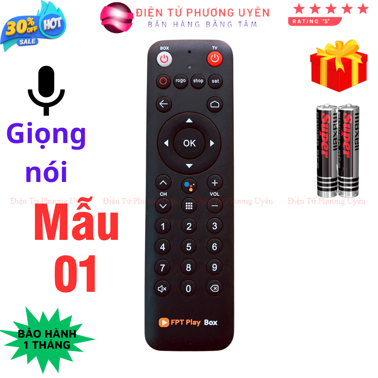 Remote điều khiển fpt play box, sử dụng giọng nói dùng cho các đầu fpt play box 2022, 2021, 2020, 2019, 2018