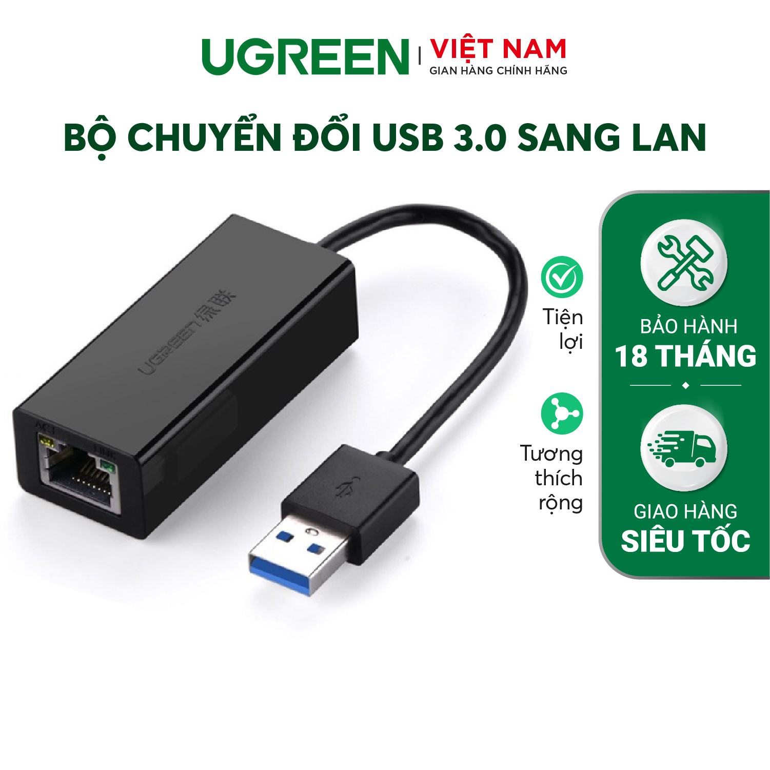 Bộ chuyển đổi USB 3.0 sang LAN 10/100/1000 Mbps CR111 20256 - Hãng phân phối chính thức