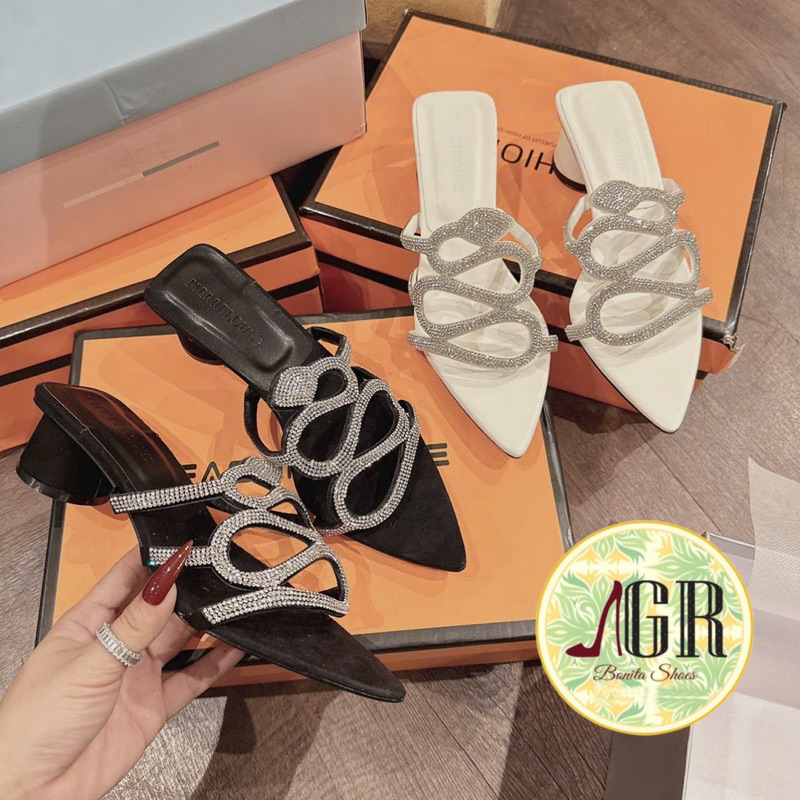 [VOUCHER 8%]Guốc cao gót đá rắn cao cấp siêu đẹp gót tròn 5 phân
