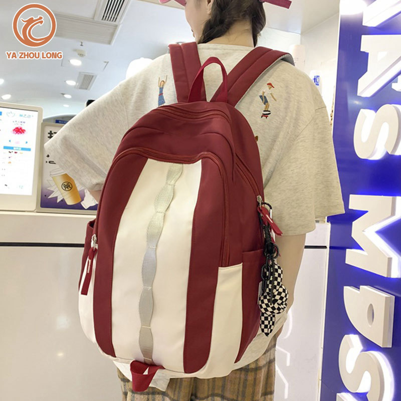 YA ZHOU LONG School bag junior high school student backpack high school college student backpack sweet large capacity backpack (no pendant)