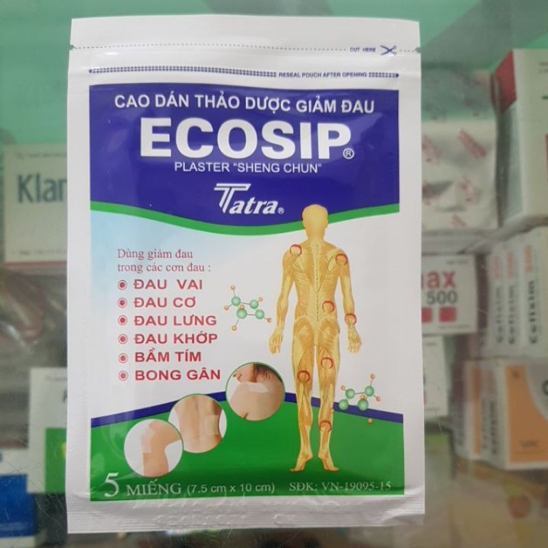 Cao dán thảo dược giảm đau Ecosip (Gói 5 miếng)
