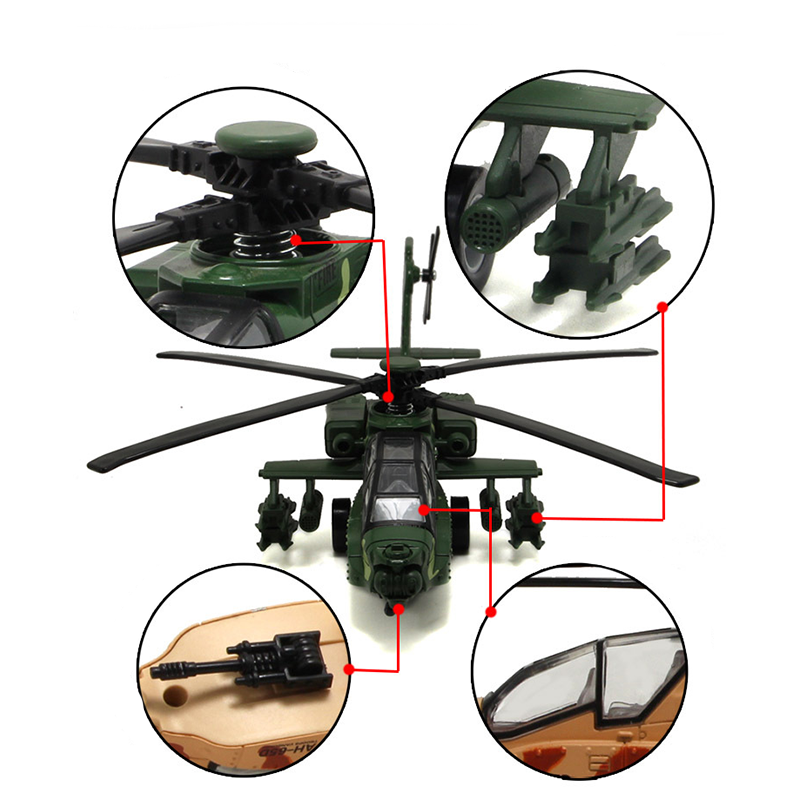 LZD Máy bay trực thăng đồ chơi mô hình sắt tấn công Apache có lửa