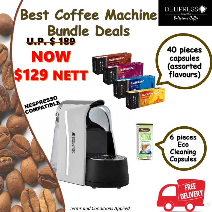 Best Coffee Machine Bundle Deal Espresso Capsule Machine 4 Boxes Nespresso Compatible Capsules Lazada Singapore