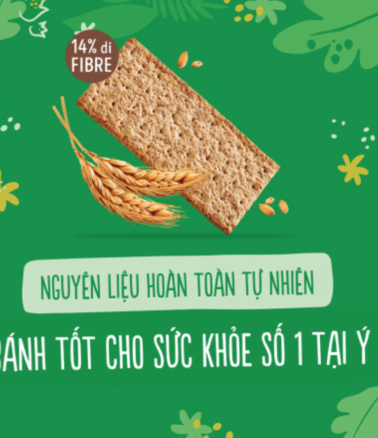 Bánh Crackers Lúa mì nguyên cám Misura ( ăn chay, ăn kiêng, tốt cho sức khoẻ)385g - Ý