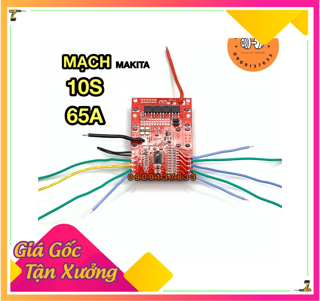 Mạch Makita (đỏ) 36V 10S 65A chạy máy ba chân