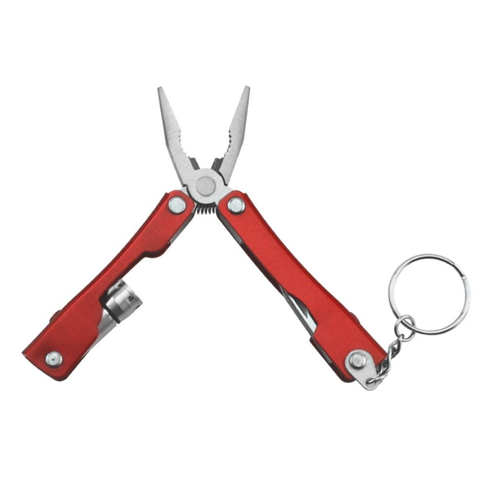 AMBER Stainless Steel 9-in-1 Nose Outdoor Plier Tool Tongs Mini Flashlight Multi-purpose Foldable Plier Multifunctional Tool Plier Screwdriver Saw Bottle Opener