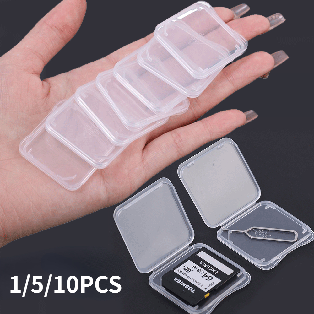 1/5/10PCS Multifunctional Portable Transparent SD Memory Card Storage Box SD TF Card Reader Card Box Protector Cover