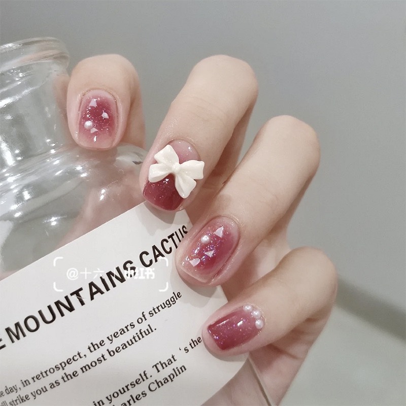(Ảnh thật) Charm Nơ Lì Trắng Hàn Quốc Đính Móng
