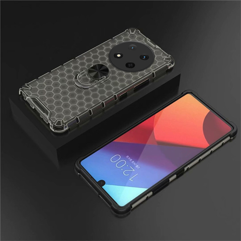 Phone case Honor X9C Clear Honeycomb Design Rugged Silicone Armor Shockproof Kickstand Holder Back cover Honor X9C 5G. 