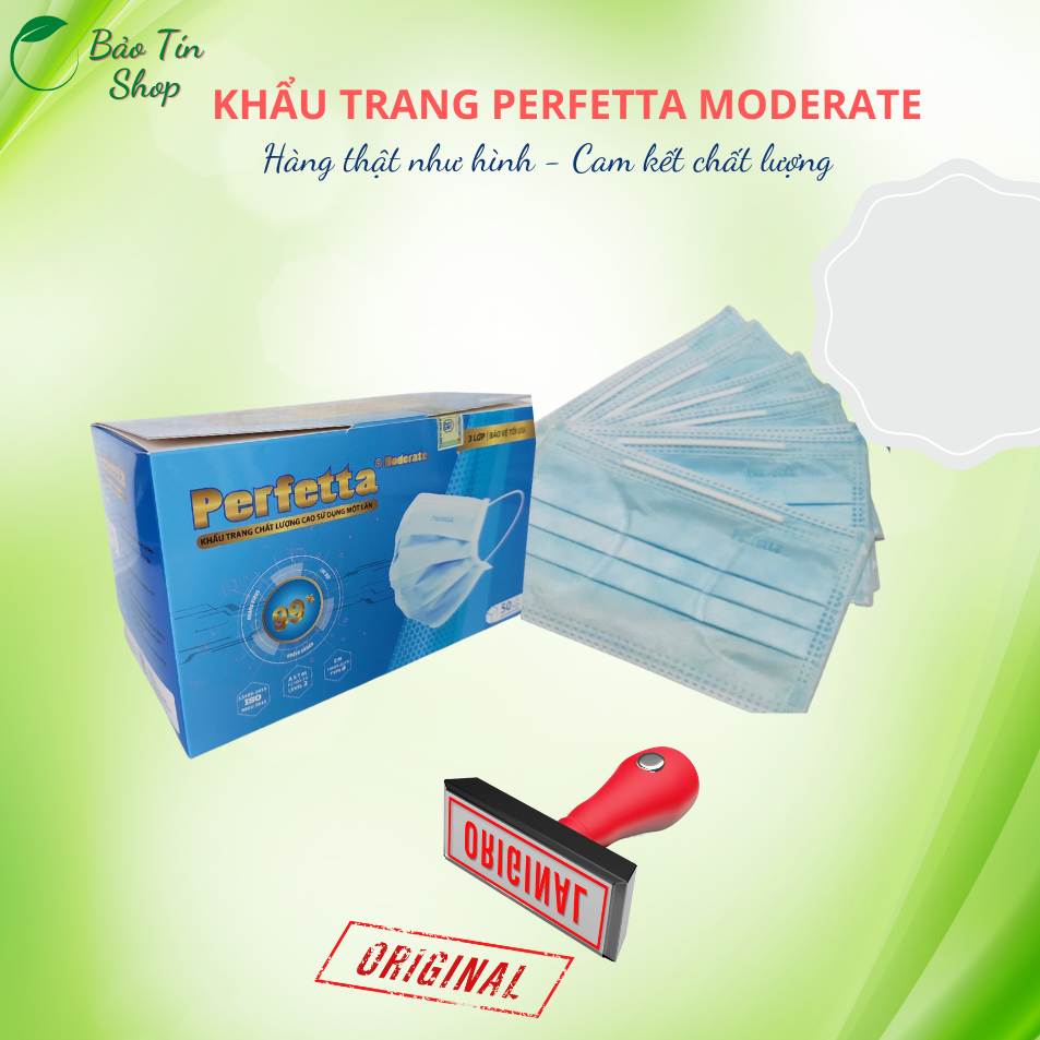 Khẩu trang y tế Perfetta moderate màu xanh