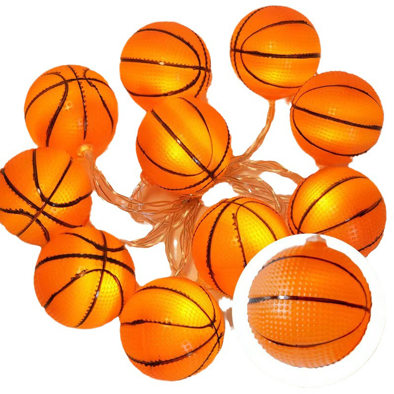 Basketball Decor String Lights, Battery Operated 10LED Sports Room Decor Lights For Boys Bedroom Or Sports Theme Party.