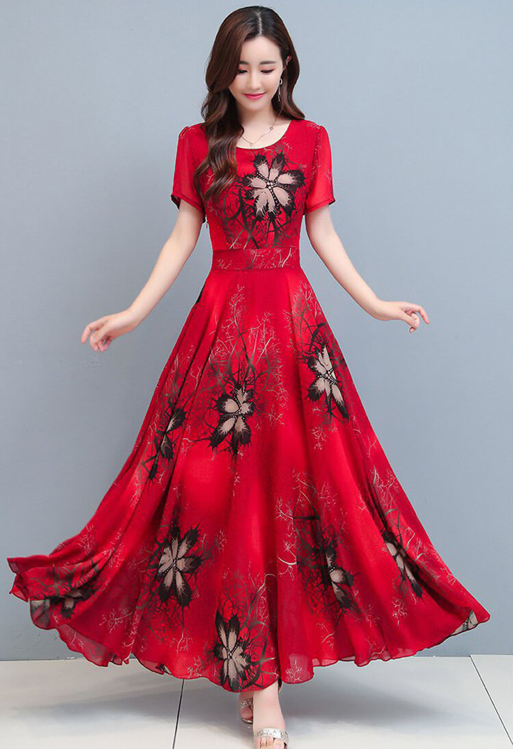 Đầm maxi dáng dài hoạ tiết 3d cao cấp - glady g22 - đầm maxi hoa tay ngắn trẻ trung, sang trọng