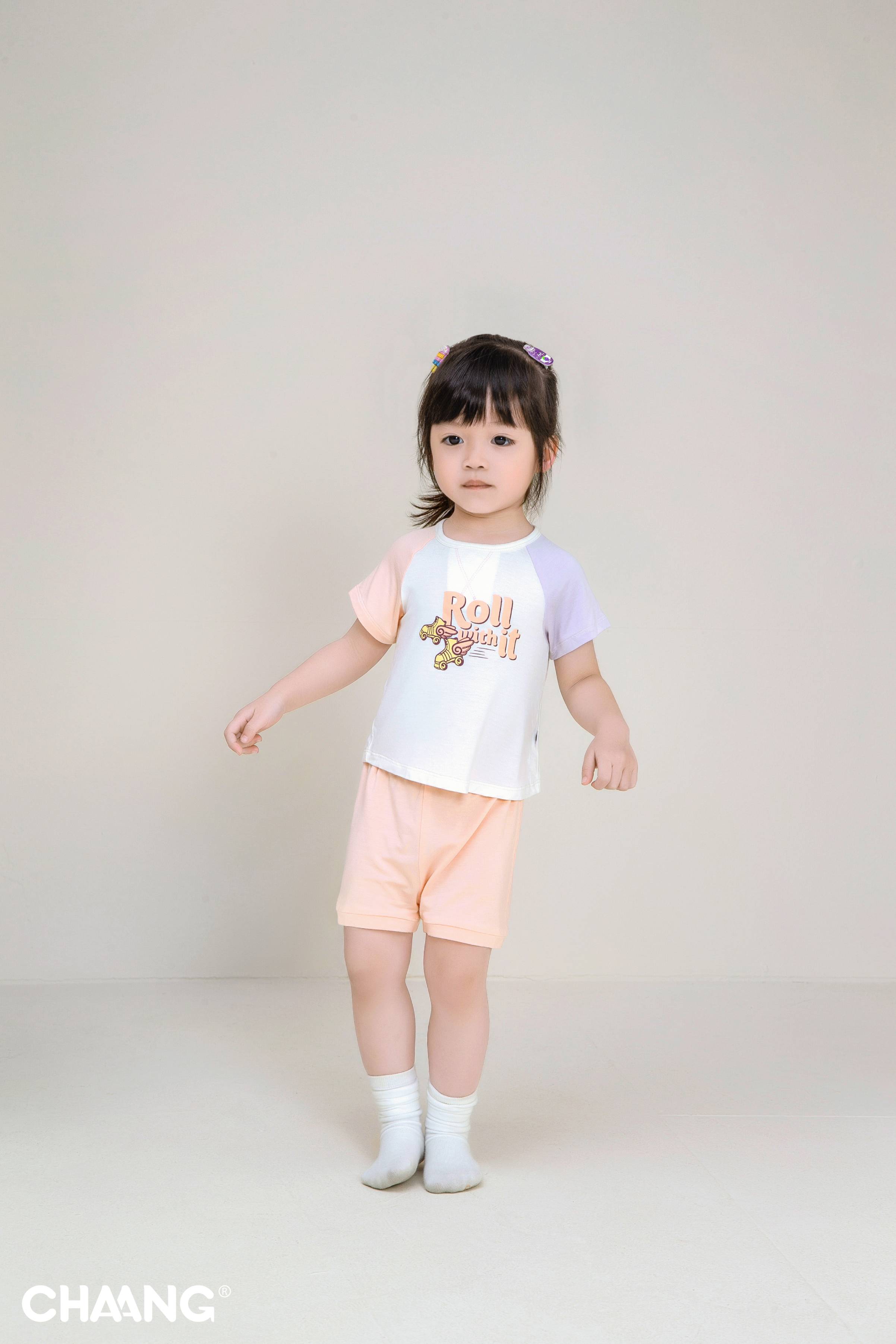 [CHAANG] Bộ Cộc Cho Bé Raglan Active Tím Hồng Chaang