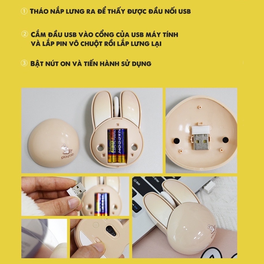 Chuột tai thỏ không dây Bluetooth dễ thương