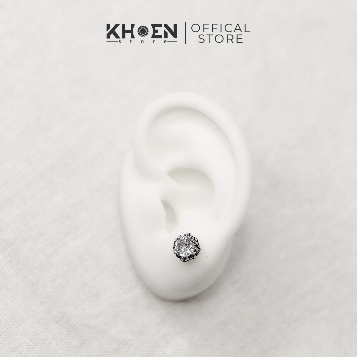 Khuyên tai đá viền hoa văn - Khoen Store